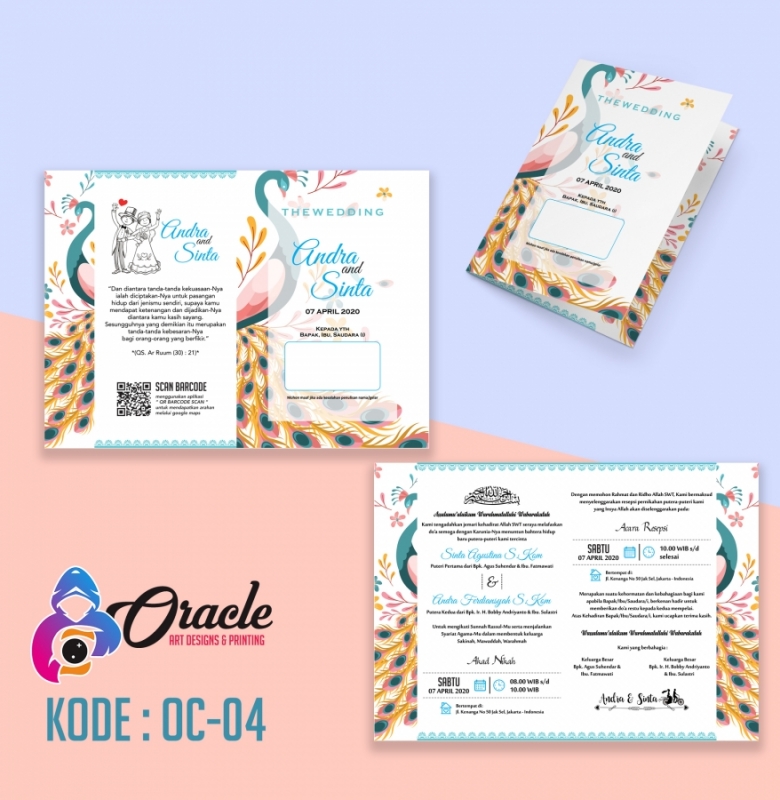 Undangan Pernikahan Rustic, Vintage OC-04 Floral / Bunga Bahan BC Tebal Murah